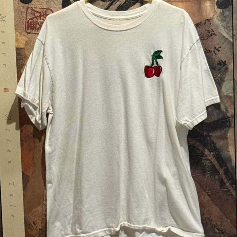Riot Society White Cherry Embroidered T-Shirt